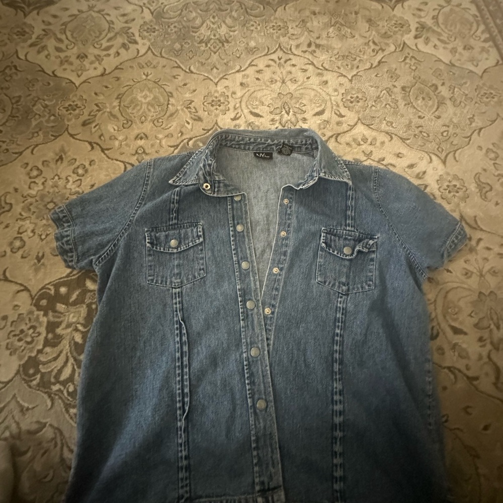 New York & Company Light Blue Denim Shirt